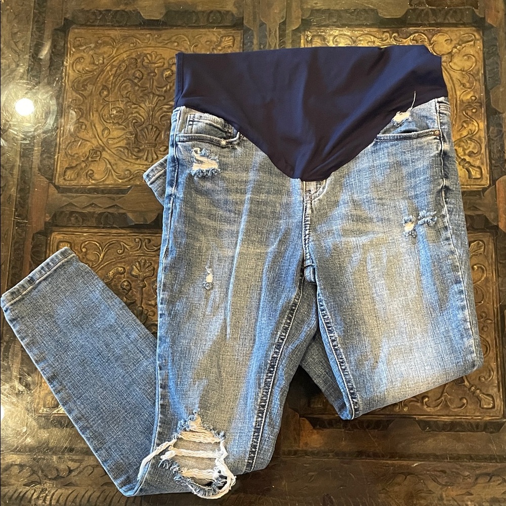 Edited description!! * pinkblush Maternity Distressed Blue Jeans